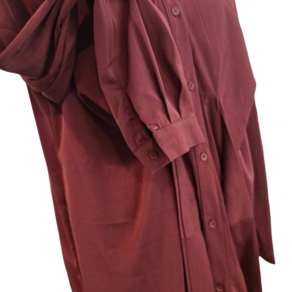 Women's Burgandy Maxi Shirt Wrap dress Sz. S/M - Picture 6 of 8